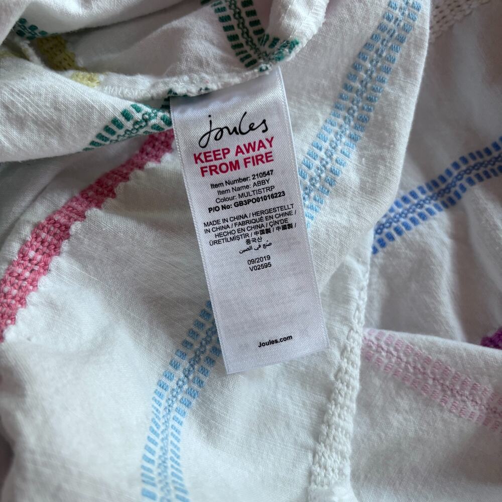 Joules Abby Multicolor Stripe Cotton Summer Midi Dress‎ Button Front US 8 - Picture 8 of 9